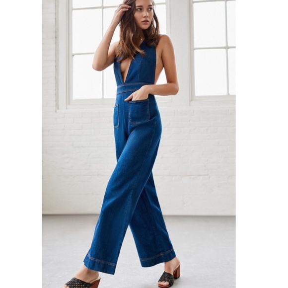 urban outfitters jean jumpsuit